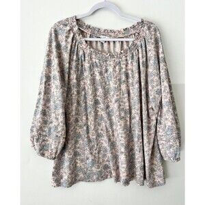 J.Jill Peasant Blouse Top Womens 3X Floral Relaxed